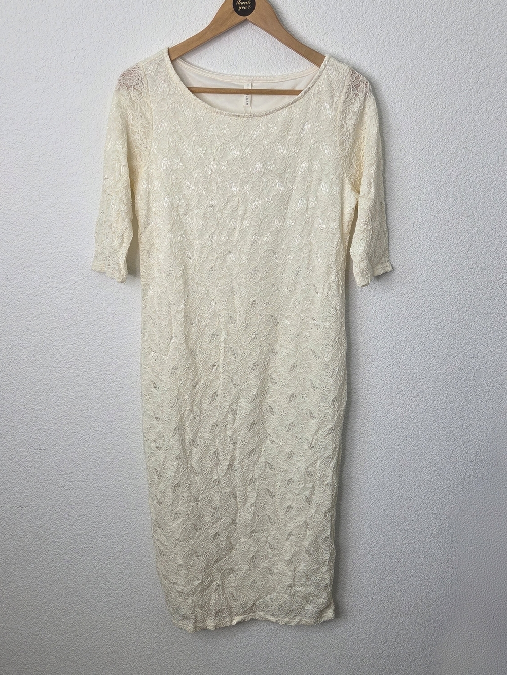 PinkBlush Floral Lace Shift Maternity Dress, Size XL, Ivory